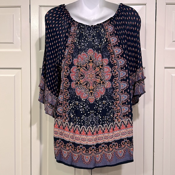 Ladies 3/4 Sleeve Boho Top, Size Large Bila - Picture 4 of 5